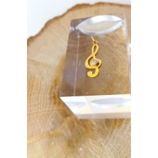 Μενταγιόν Μοτίφ σε Κίτρινο Χρυσό 14Κ Κλειδί του Σολ με ζιργκόν (N242)